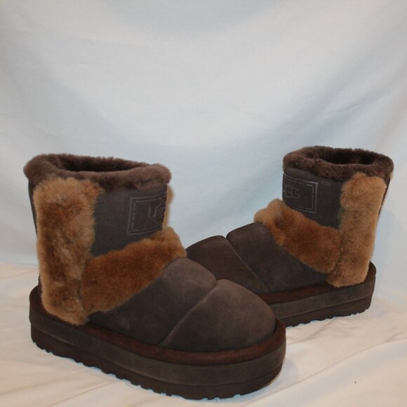 UGG‎ WOMEN'S CHILLAPEAK CLASSIC SHORT SUEDE SHEARLING LINED BOOTS BROWN - Picture 8 of 8